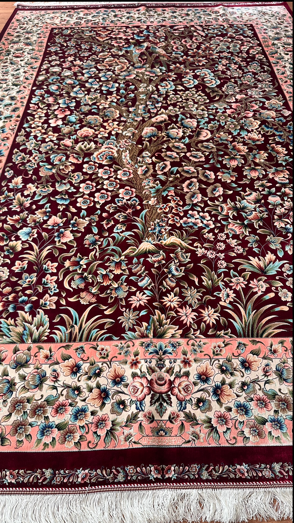 Exclusive Modal Silk Rug – 200 × 300 cm – 170 Reed Count – Luxury Persian Style Rug – Handmade Fringe