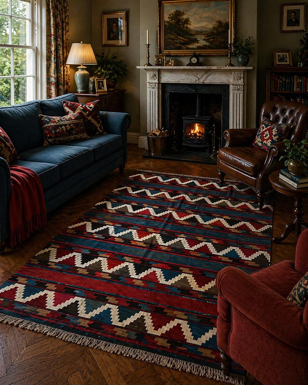 Vintage Kazak Kilim Rug – 167x240 cm – Handwoven Wool – Semi Antique Tribal Carpet