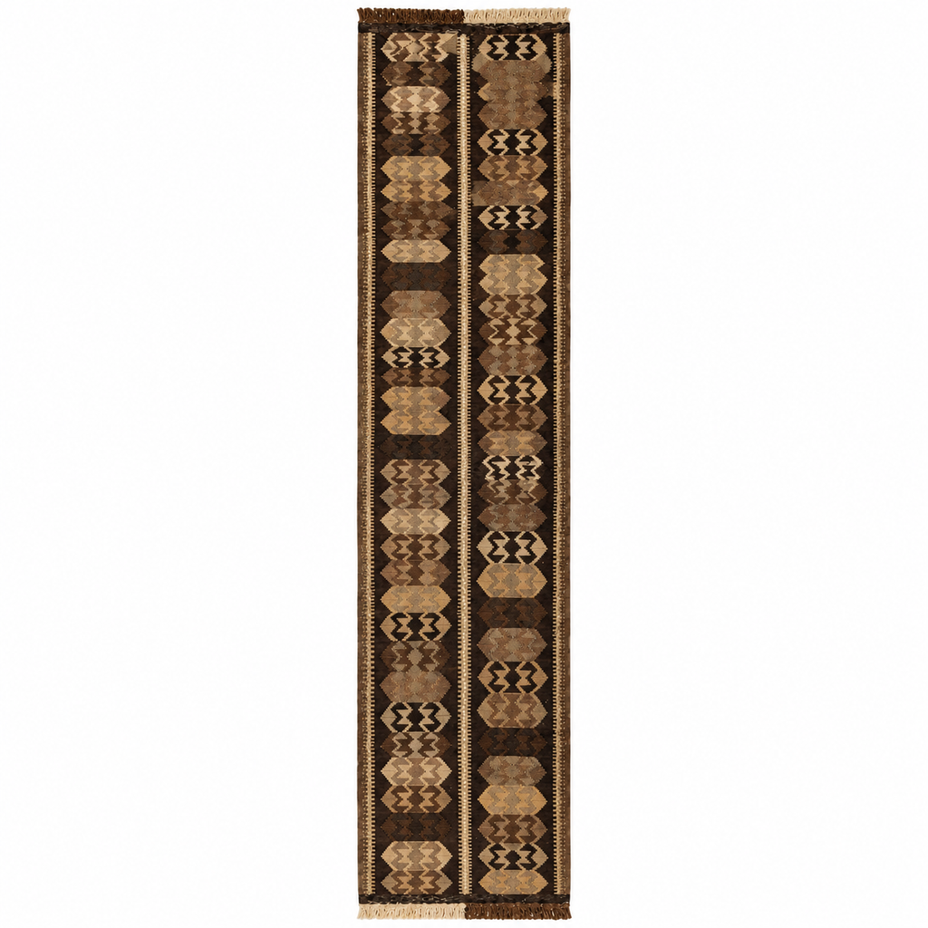 Vintage Kars Kağızman Kilim Runner – Charcoal · 37 × 320 cm
