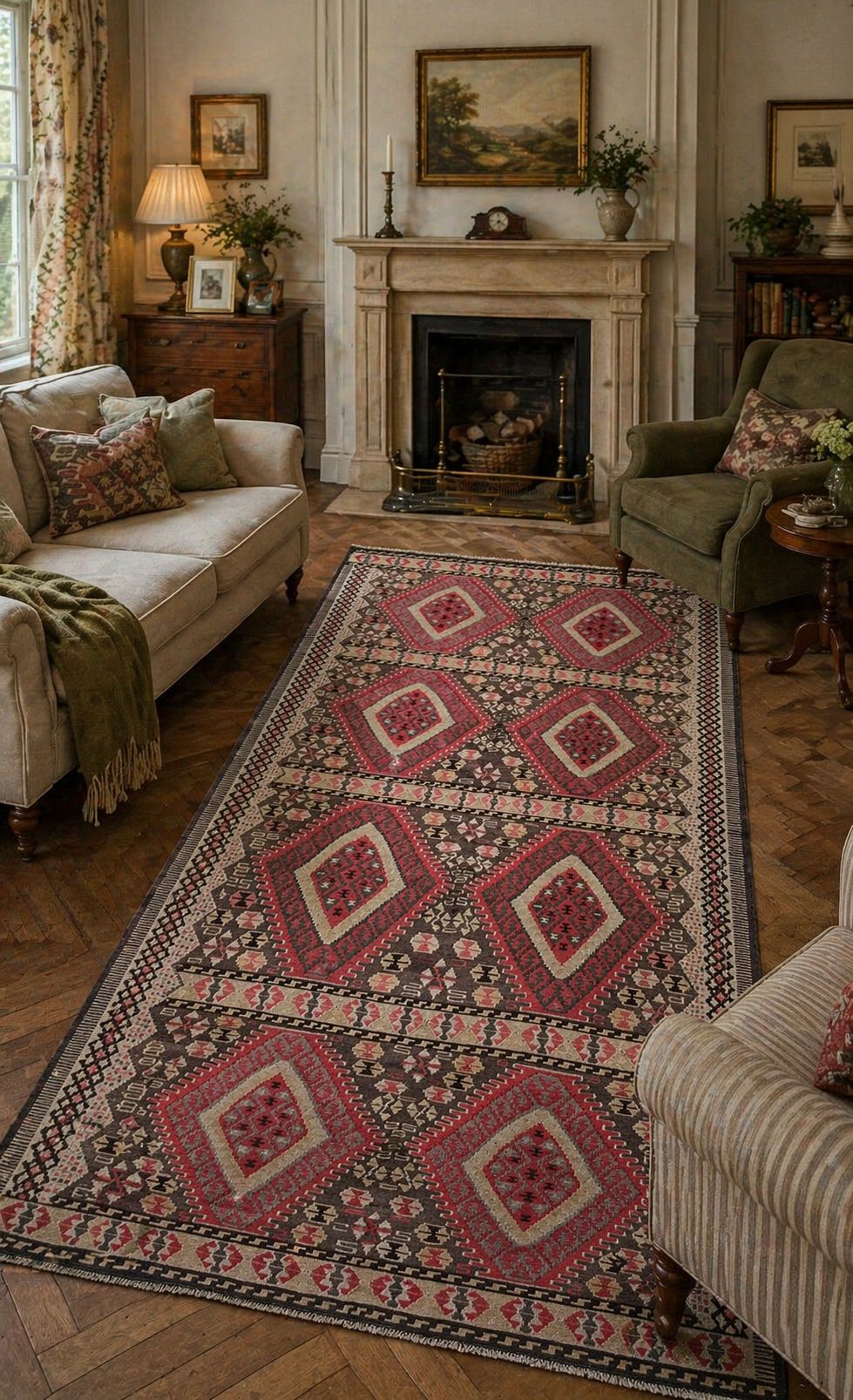 Handwoven Anatolian Kilim – 130x214 cm – Wool Tribal Rug – Vintage Geometric Design