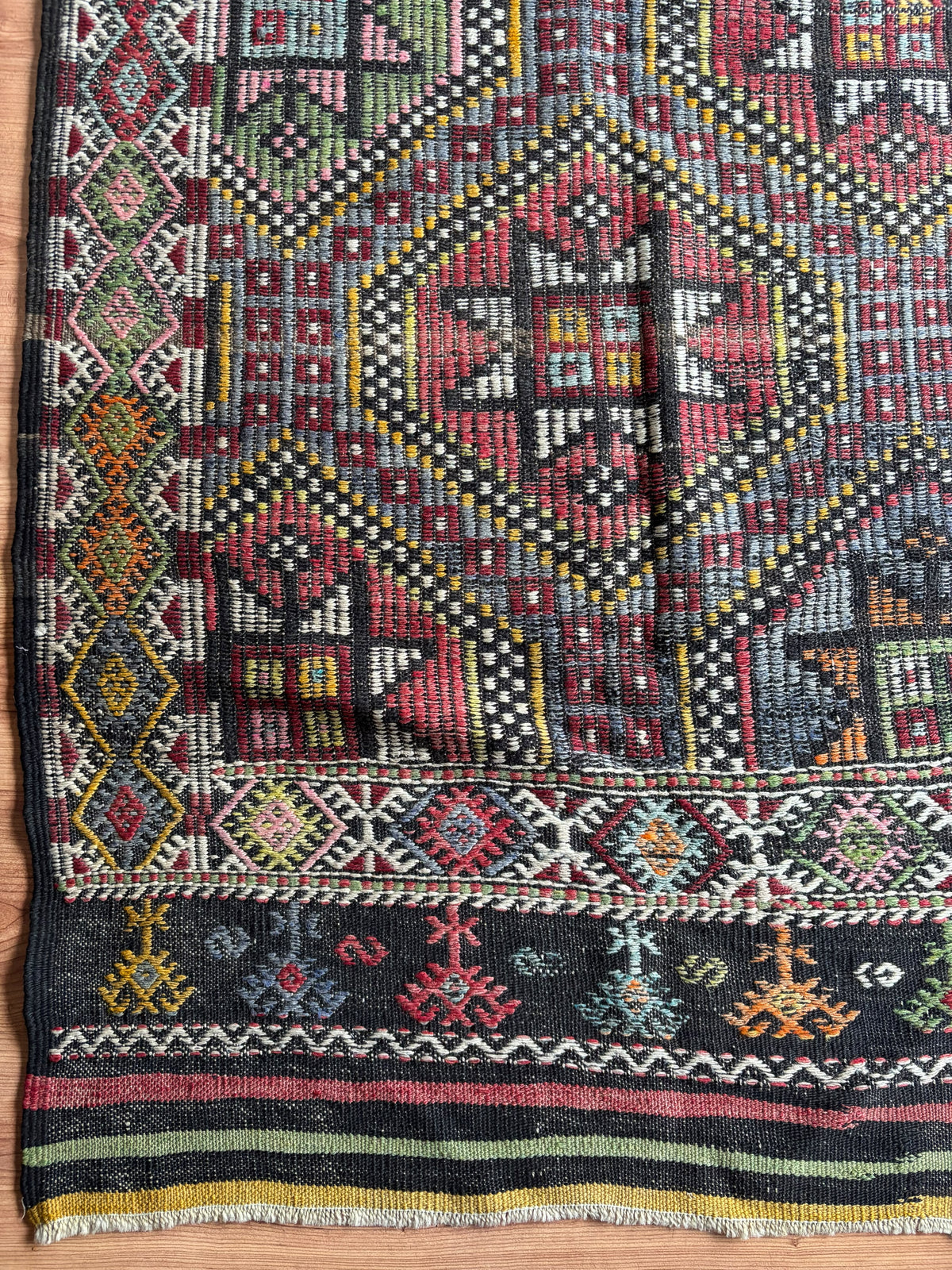 Vintage Balıkesir Cicim Kilim, Multicolour, 207 × 326 cm – detail view 5