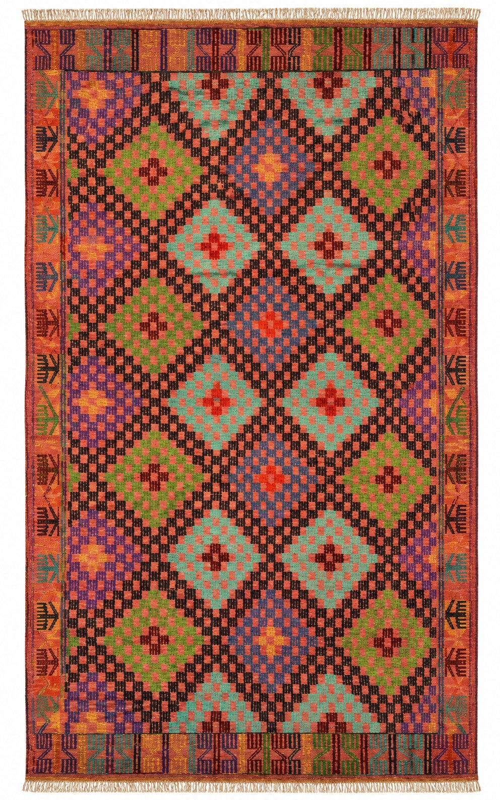 Vintage Adana Cicim Kilim, Pink, 187 × 305 cm