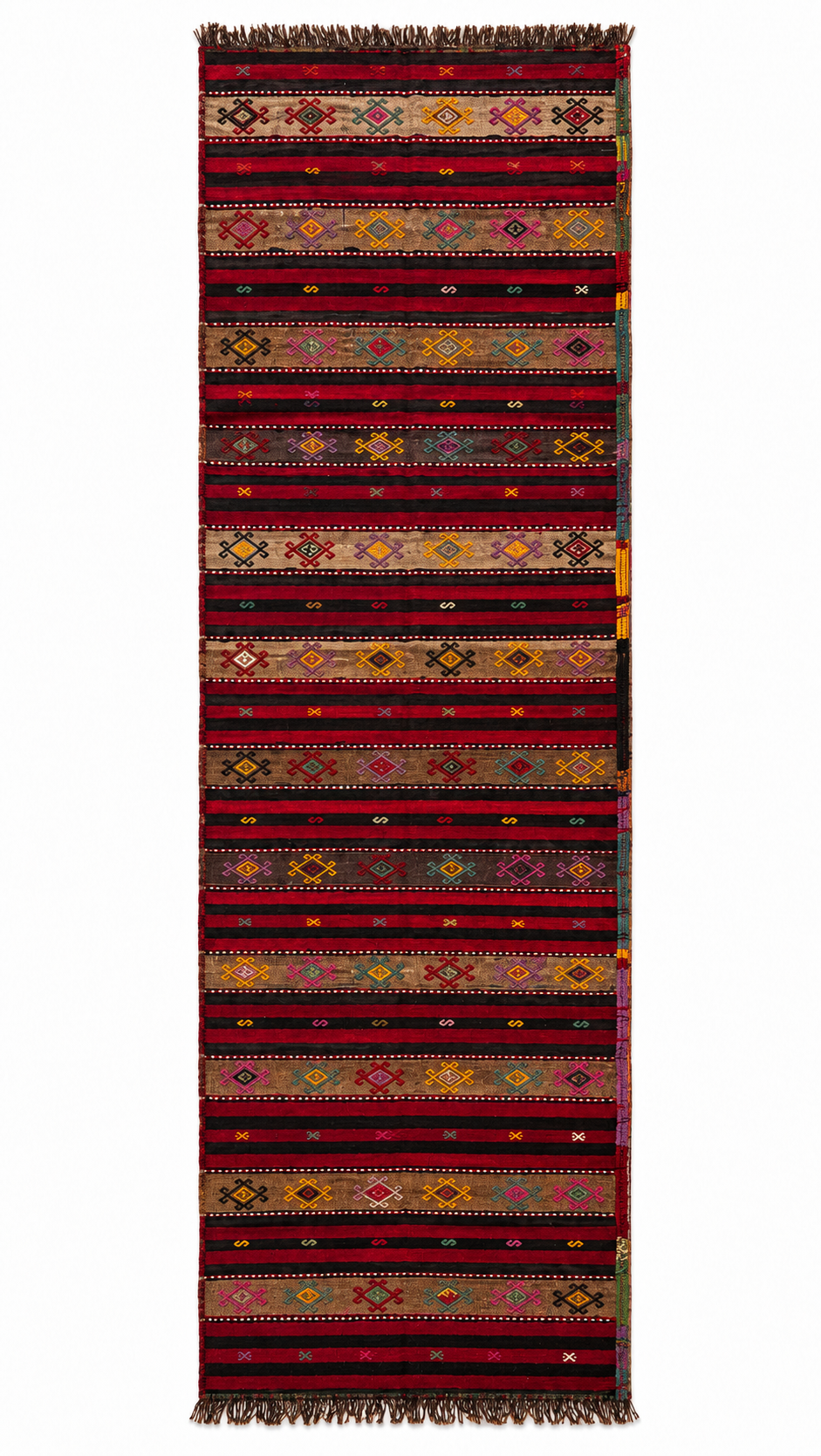 Sivas Cicim Kilim Runner – Burgundy · 85 × 360 cm