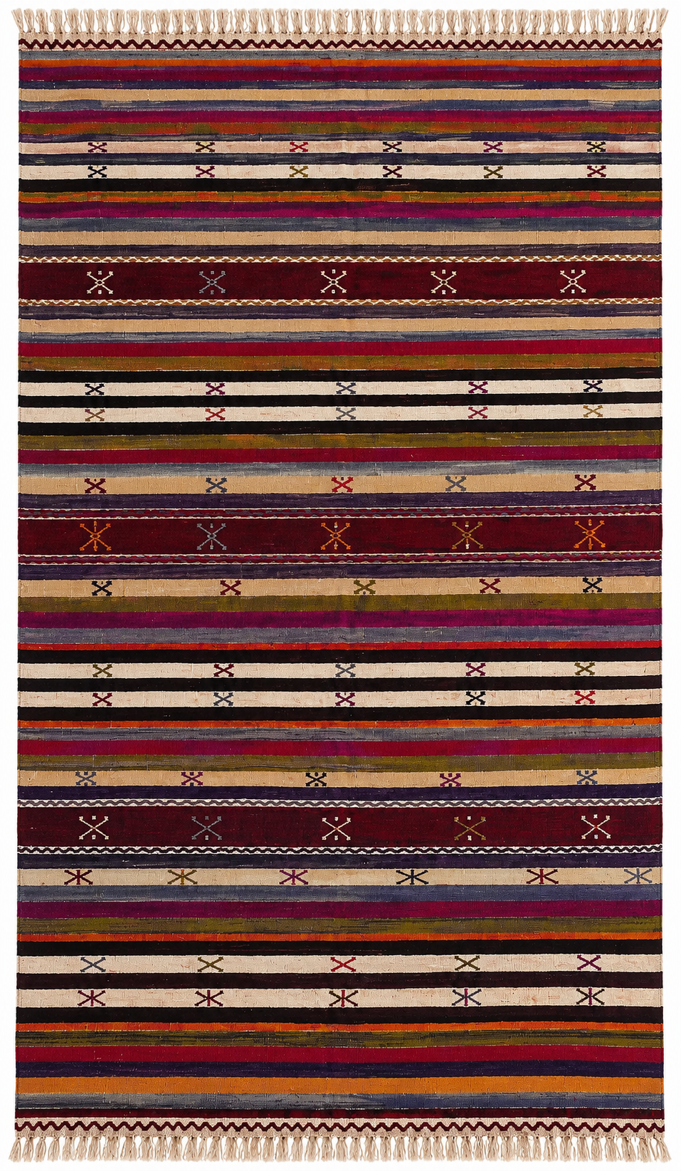 Balikesir Cicim Kilim, Burgundy, 155 × 266 cm