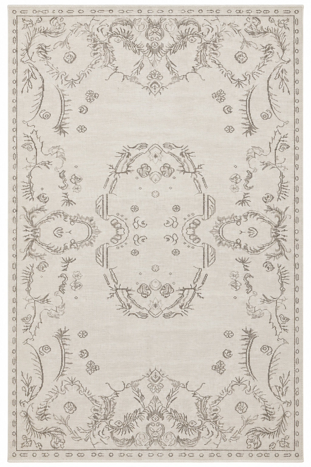 Vintage Isparta Turkish Rug, Ivory, 190 × 302 cm