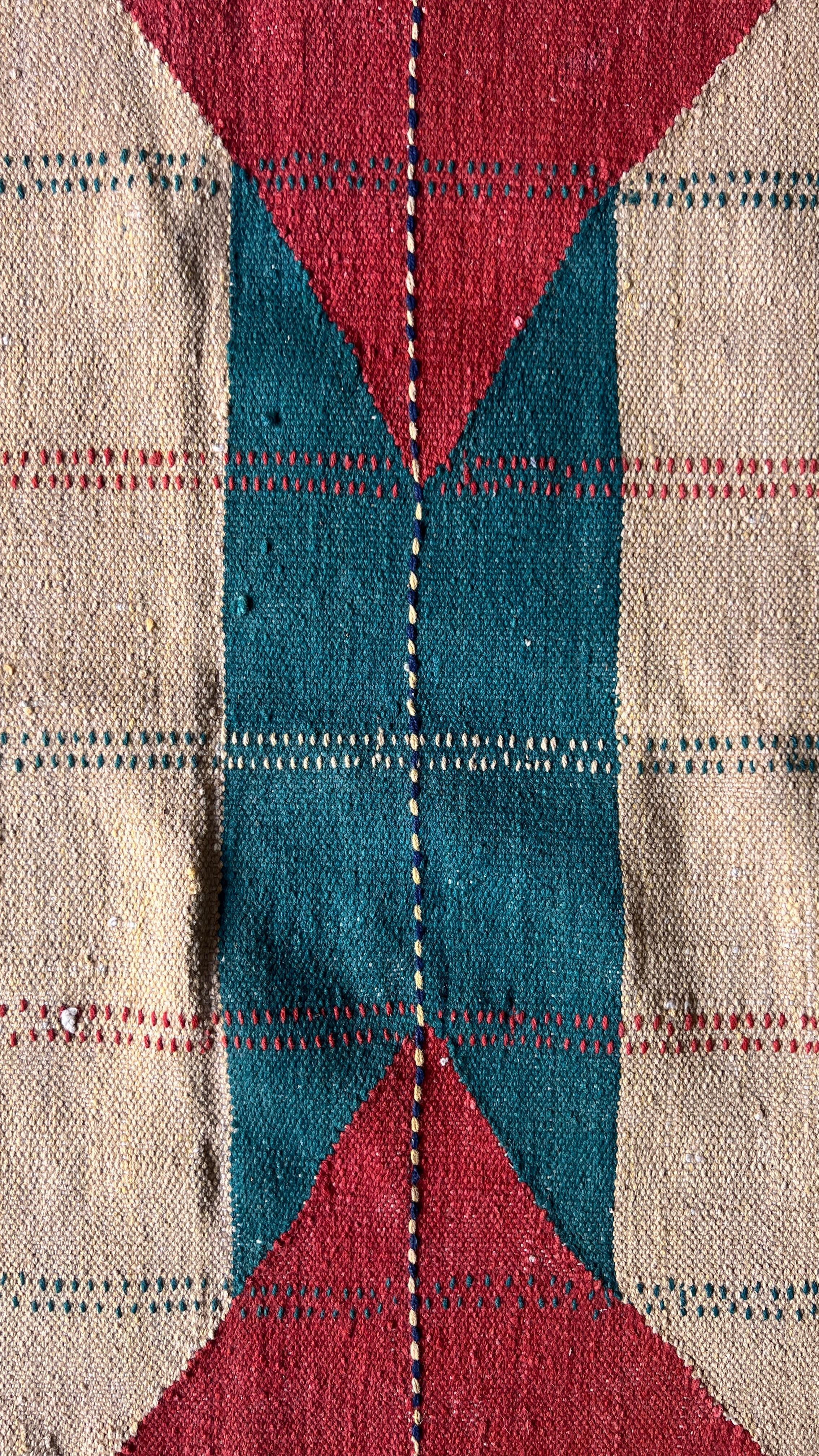 Handwoven Indian Kilim Runner – 105 × 228 cm – Cotton & Linen Blend Tribal Kilim