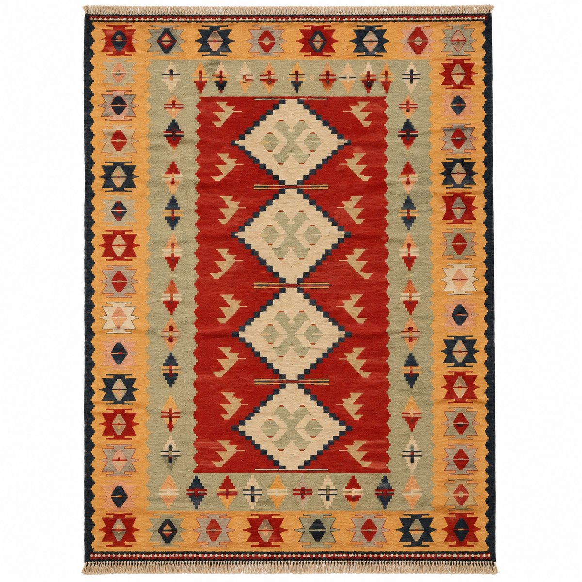 Vintage Oushak Kilim, Red, 159 × 223 cm