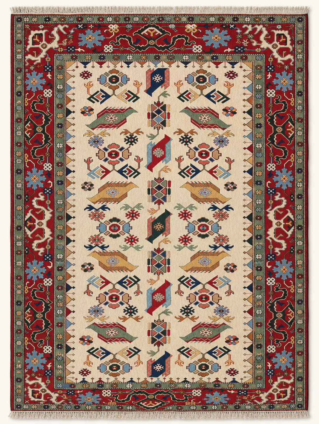 Antique Turkish Yörük Rug – Beige · 206 × 274 cm