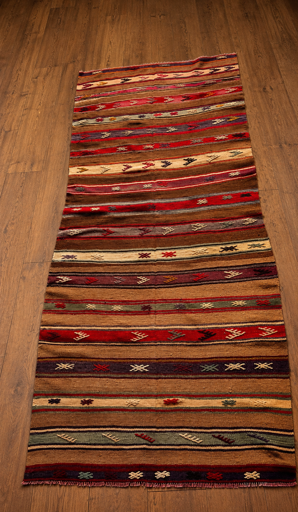 50 Year old Turkish Kilim – 143 × 253 cm – Handmade Wool Kilim – Vintage Anatolian Flatweave Rug