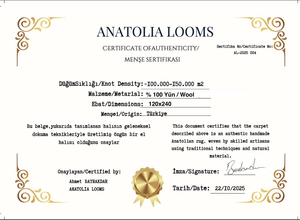 Anatolian Konya Rug – 120×240 cm | Handwoven Wool Tribal Carpet