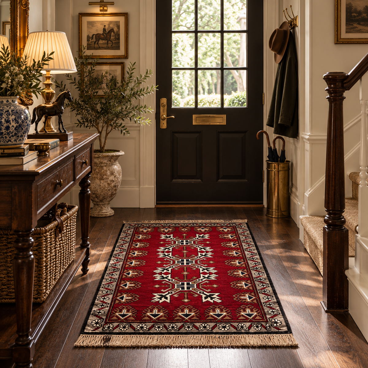Vintage Turkish Rug, Red, 96 × 138 cm – detail view 1