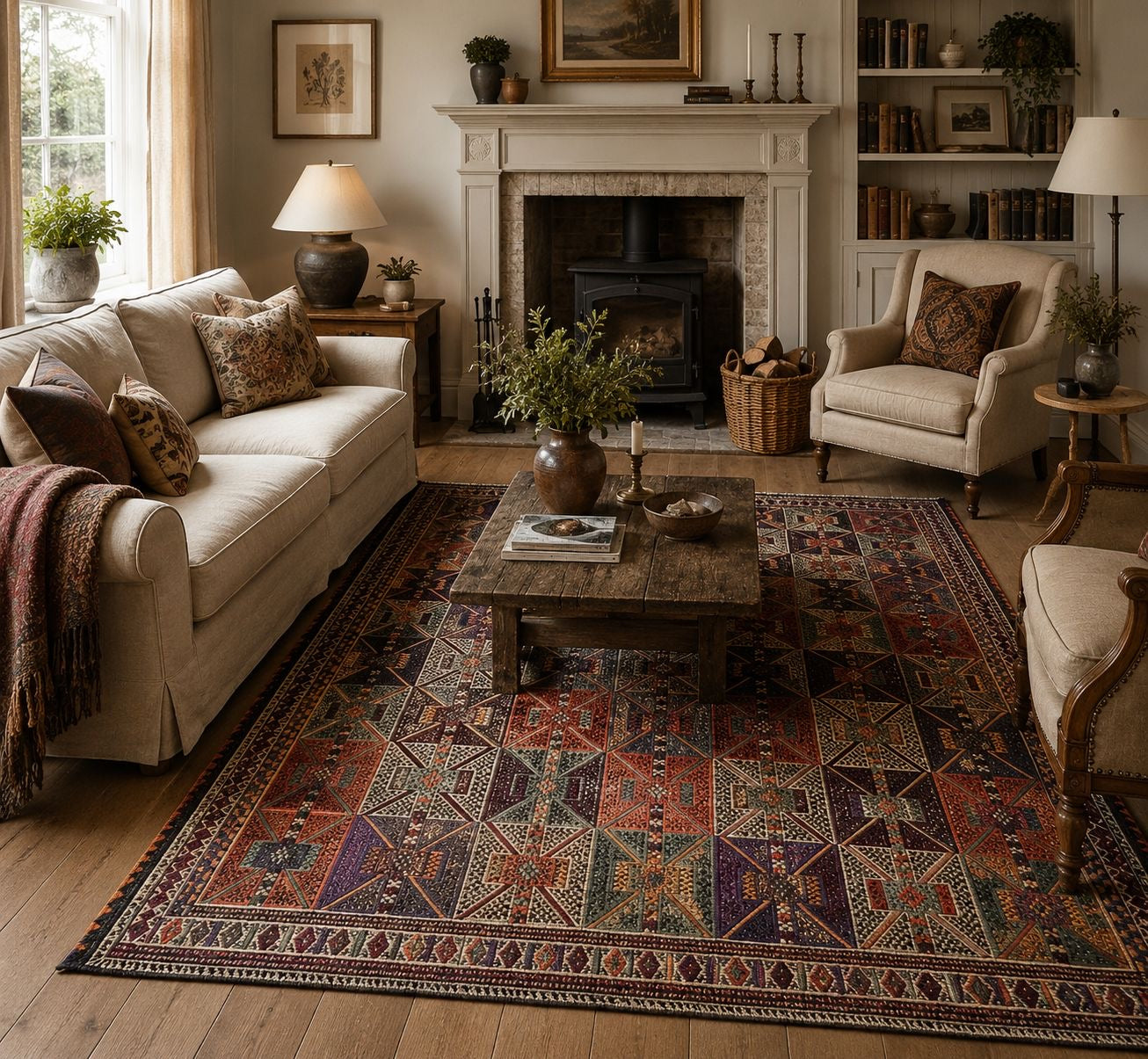 Handwoven Turkish Cicim Kilim – 197 × 228 cm – Vintage Tribal Wool Rug