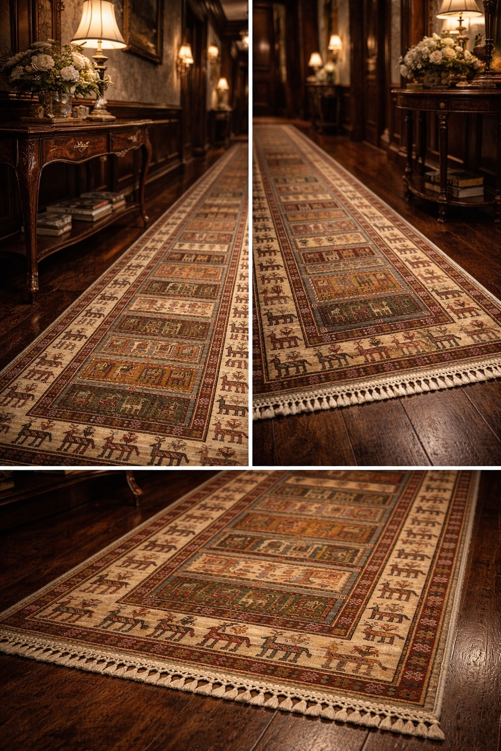 Pazırık Style Hallway Runner Rug – Handmade Wool – Tribal Nomadic Design