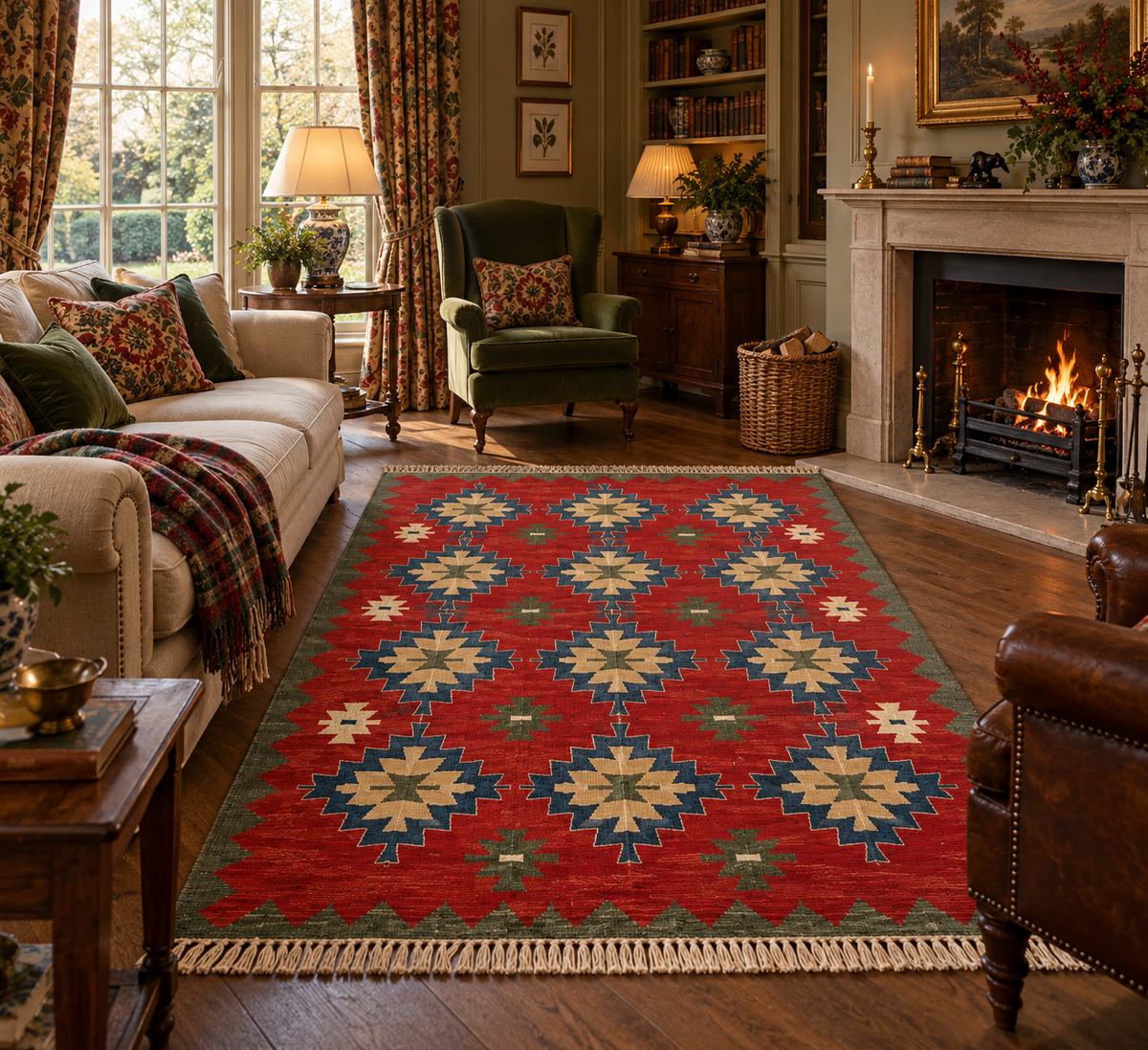 Vintage Oushak Kilim – Red · 165 × 248 cm
