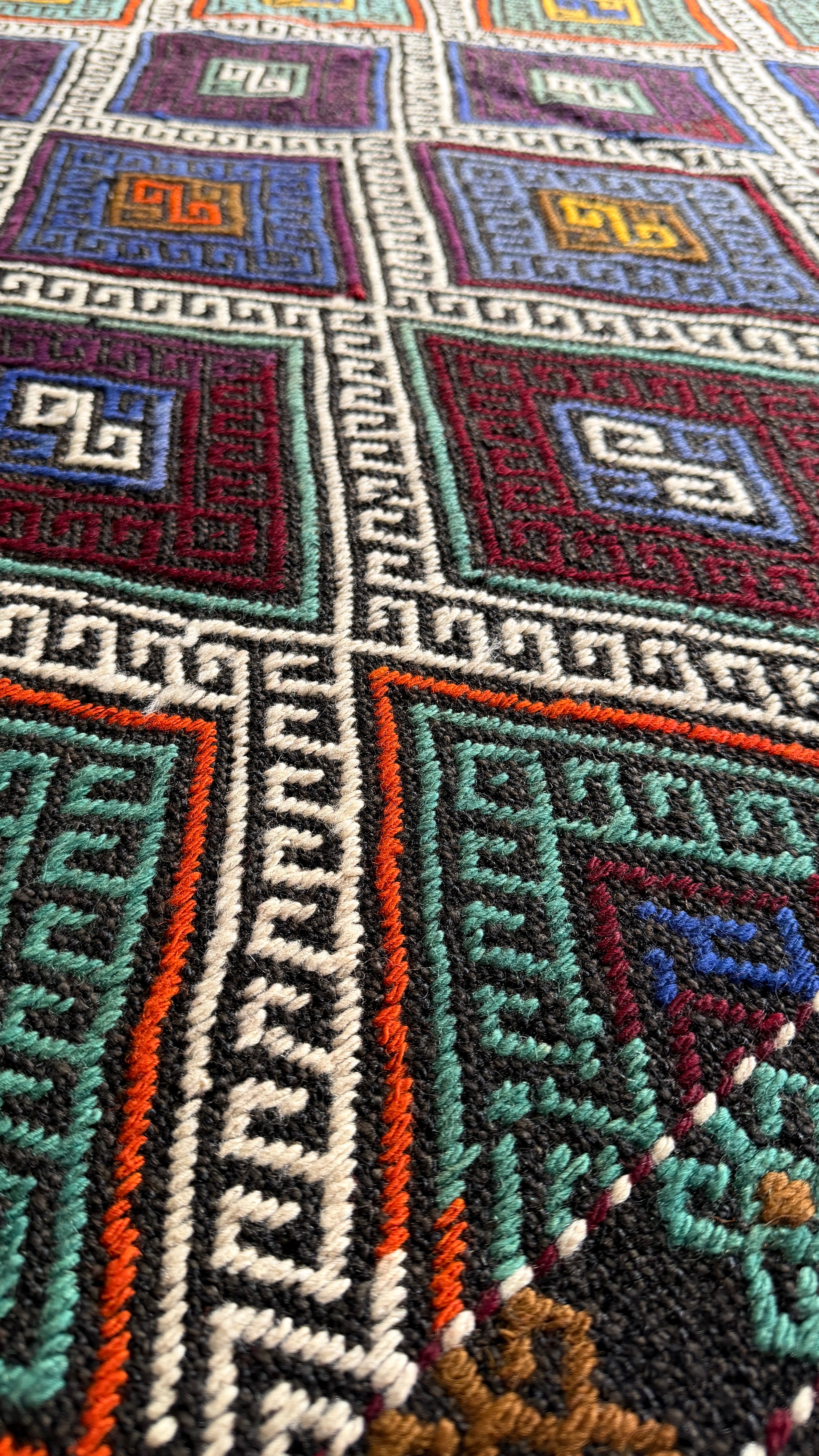 Vintage Turkish Cicim Kilim Rug 147x210 cm – Handmade Wool Tribal Rug – Anatolian Geometric Decor