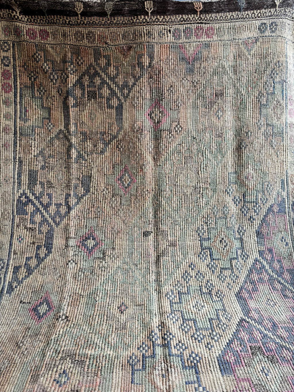 Vintage Kepsut Cicim Kilim, Faded Sage & Lilac, 185 × 328 cm – detail view 5