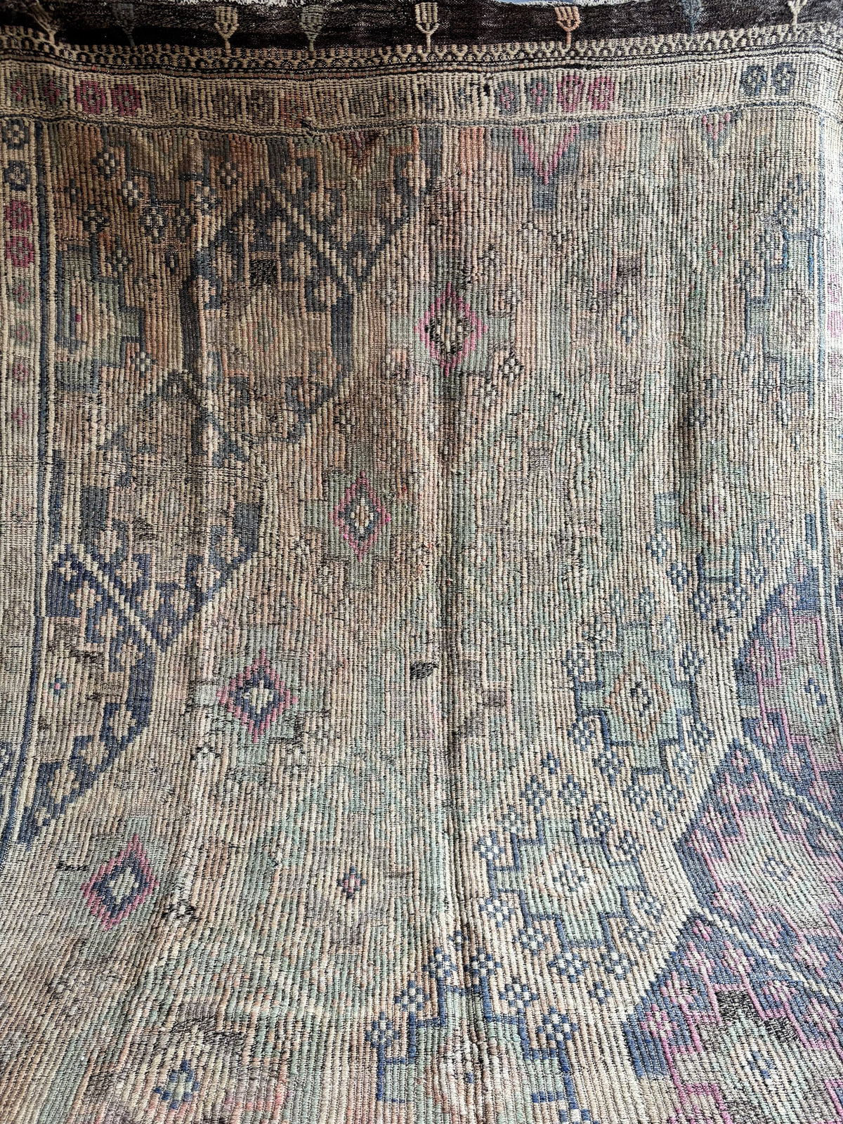 Vintage Kepsut Cicim Kilim, Faded Sage & Lilac, 185 × 328 cm – detail view 5