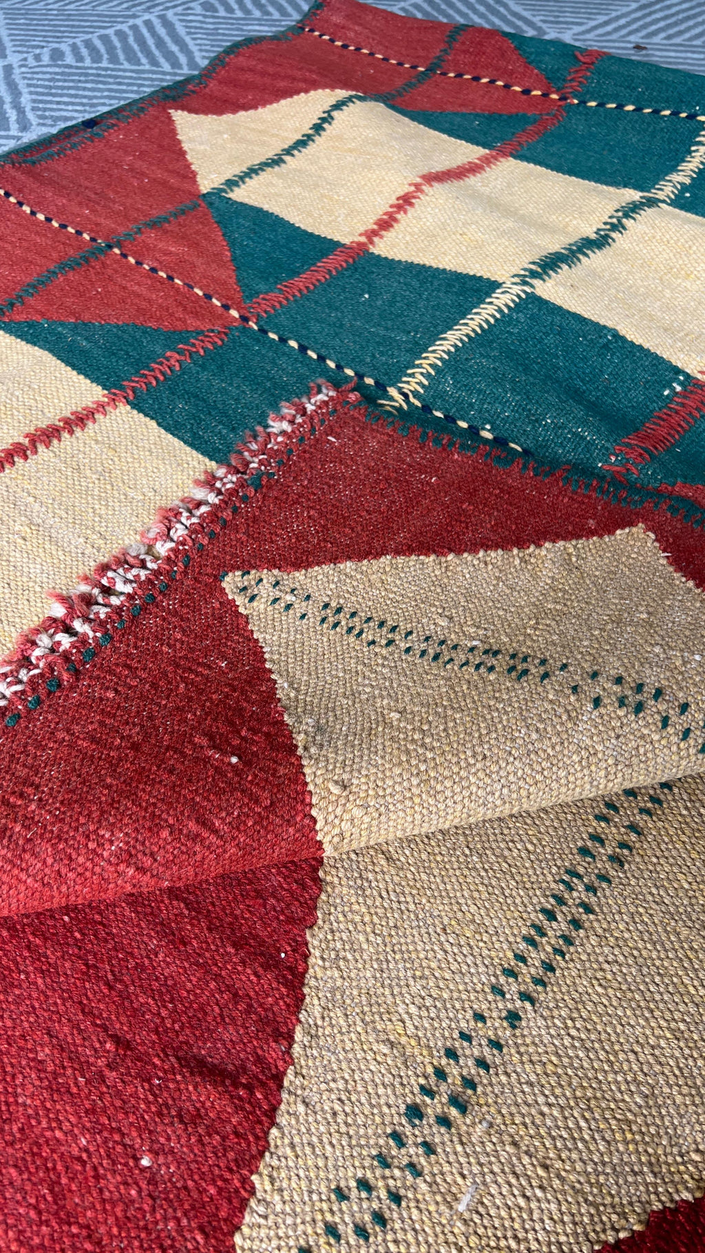Handwoven Indian Kilim Runner – 105 × 228 cm – Cotton & Linen Blend Tribal Kilim