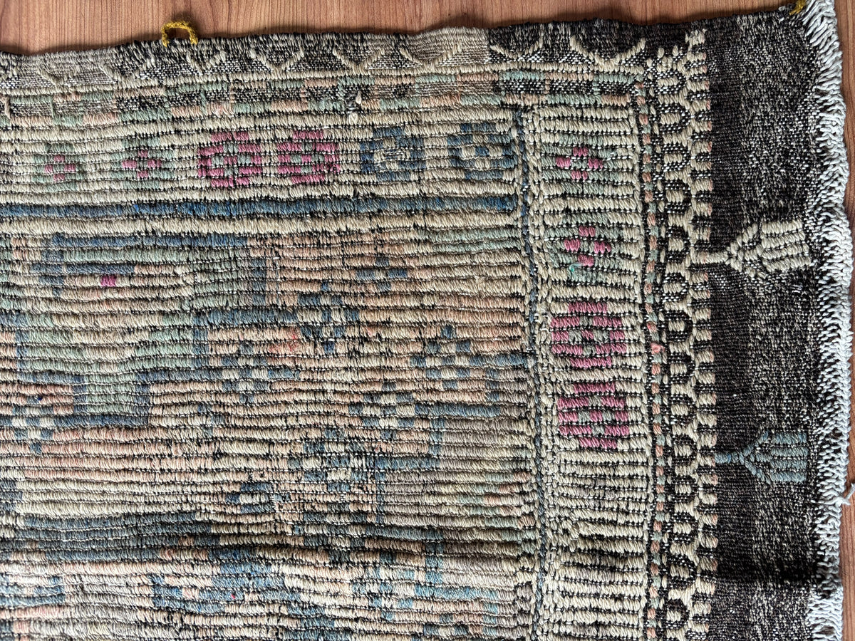 Vintage Kepsut Cicim Kilim, Faded Sage & Lilac, 185 × 328 cm – detail view 6
