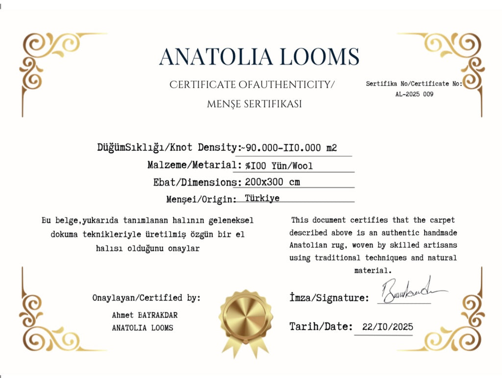 Turkish Yoruk Handwoven Wool Rug – 233×285 cm | Anatolian Tribal Carpet