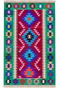 Vintage Oushak Kilim – Green · 124 × 265 cm