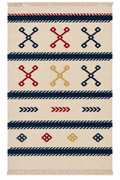 Balıkesir Turkish Kilim – Ivory & Navy · 60 × 91 cm