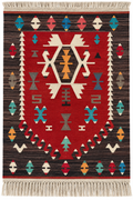Vintage Oushak Kilim – Red & Charcoal · 83 × 107 cm