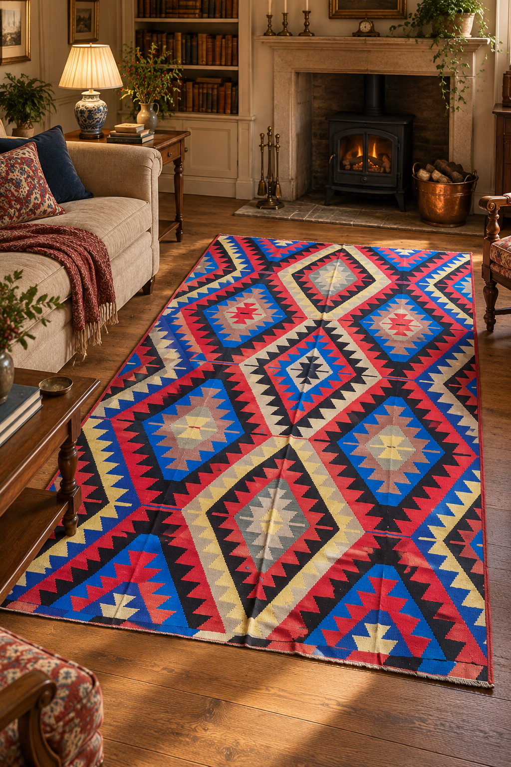 Vintage Sivas Kilim – Red & Blue · 141 × 248 cm