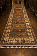 Pazırık Style Hallway Runner Rug – Handmade Wool – Tribal Nomadic Design