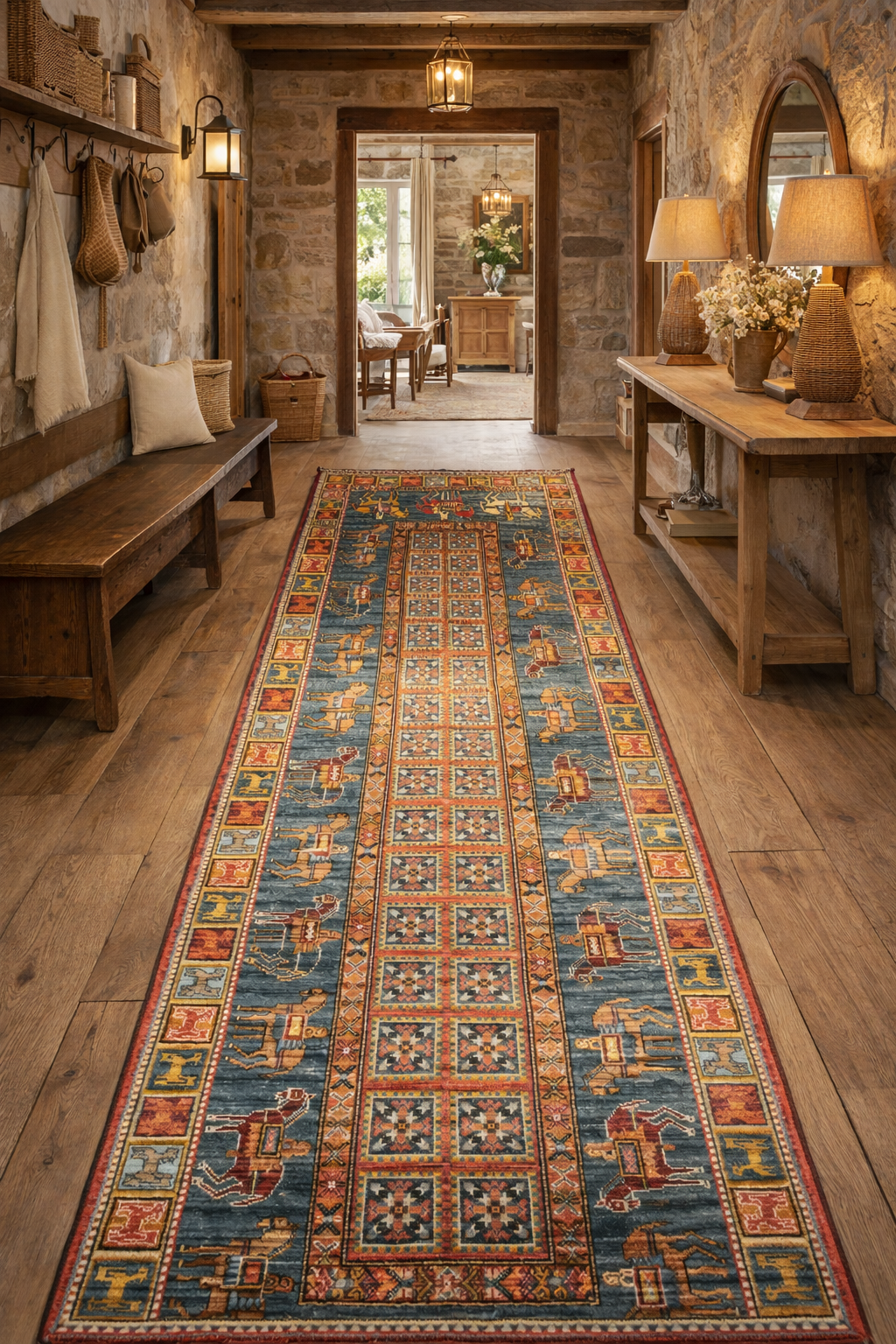 Pazyryk Style Runner Rug – 85 × 300 cm Handwoven Wool Runner | Tribal Heritage Design