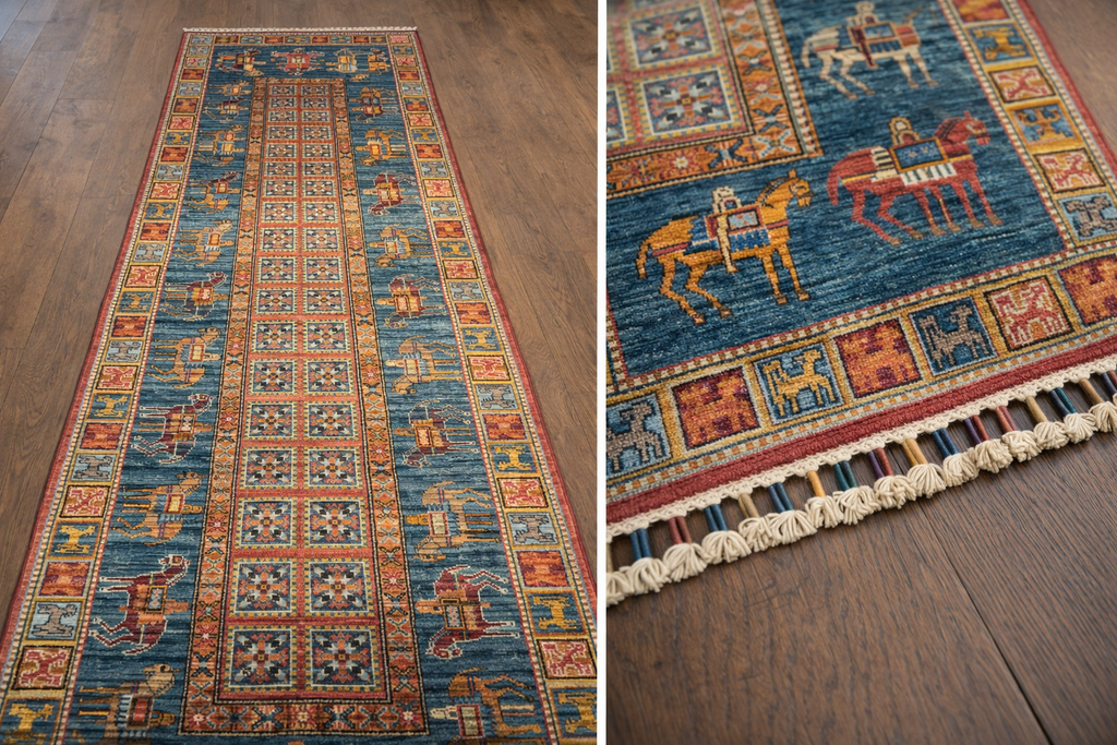 Pazyryk Style Runner Rug – 85 × 300 cm Handwoven Wool Runner | Tribal Heritage Design