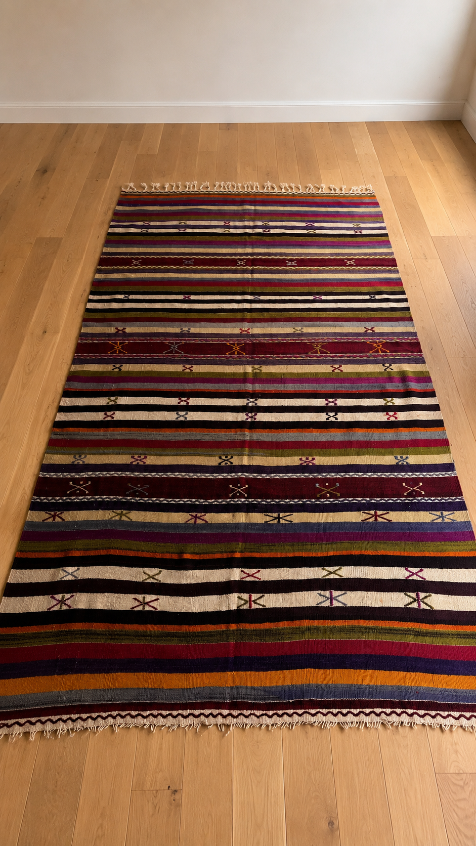 Balikesir Cicim Kilim Rug 155x266 cm – Handmade Wool Anatolian Tribal Kilim – Vintage Turkish Decor