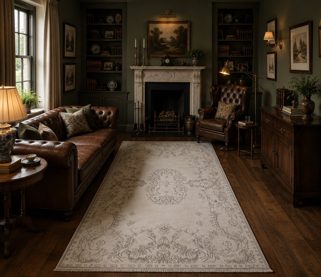 Vintage Isparta Turkish Rug 190x302 cm – Handwoven Wool Large Area Rug – Neutral Floral Carpet