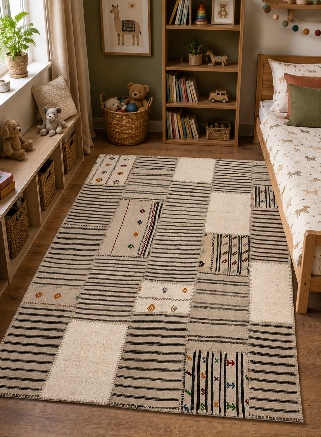 170 × 240 cm | Handmade Patchwork Wool Kilim