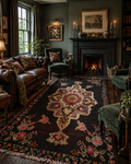 Vintage Floral Runner Rug – 168x356 cm – Handmade Wool – Dark Bohemian Statement Piece