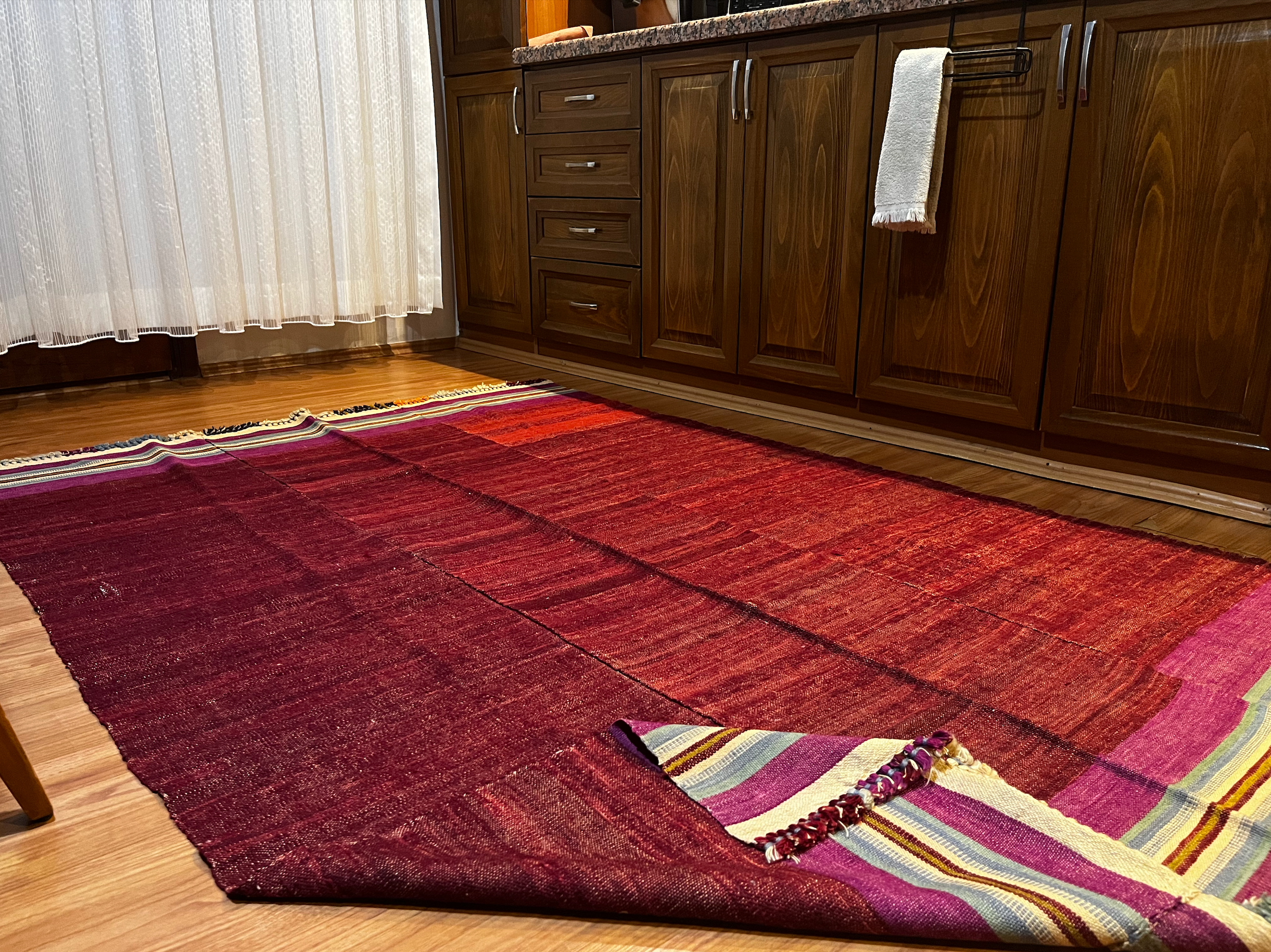 Turkish Red Kilim Rug – 143 × 216 cm | Handmade Wool Flatweave