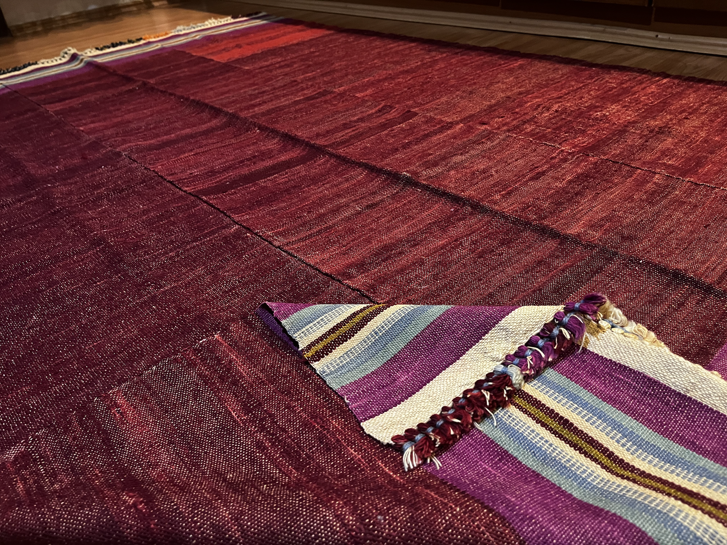 Turkish Red Kilim Rug – 143 × 216 cm | Handmade Wool Flatweave