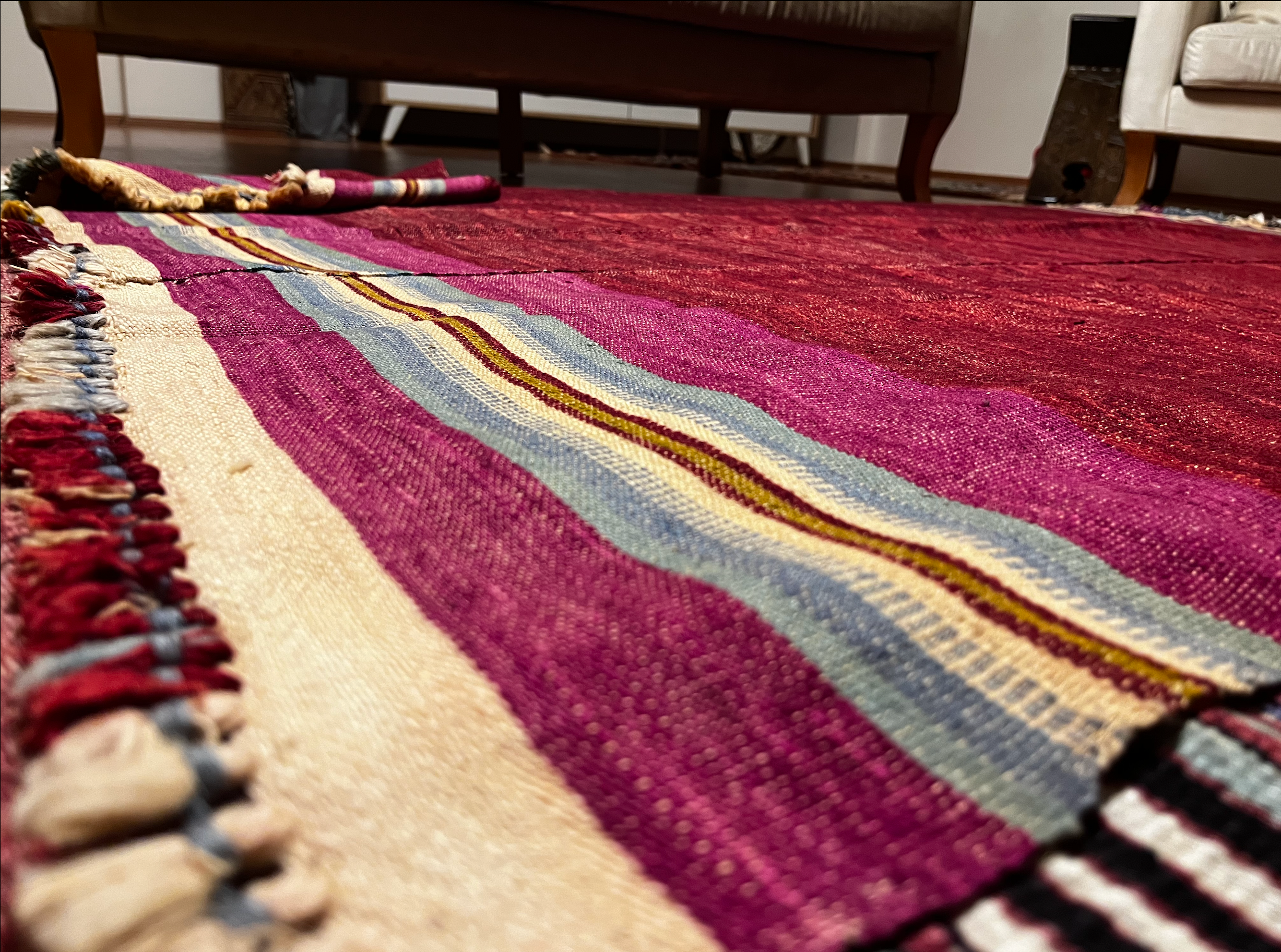 Turkish Red Kilim Rug – 143 × 216 cm | Handmade Wool Flatweave