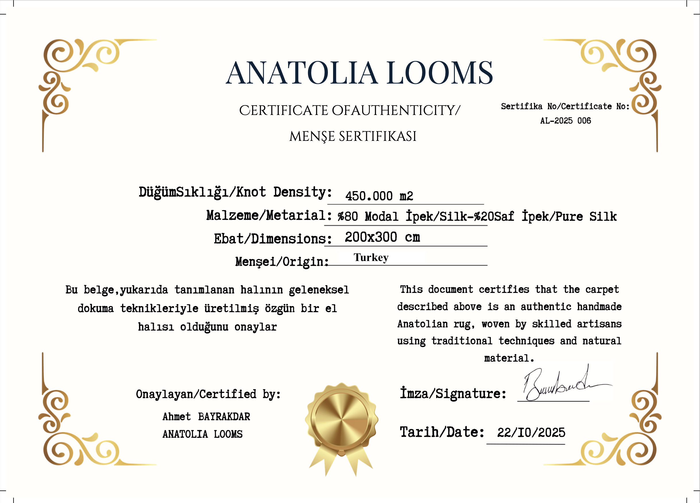 Lüks Modal İpek Halı – 200×300 cm | İran Tarzı Çiçek Desenli Halı