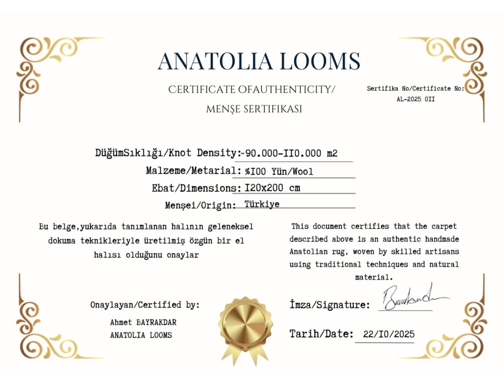 Vintage Handwoven Turkish Ayvacık Wool Rug – 120×200 cm | Anatolian Tribal Carpet