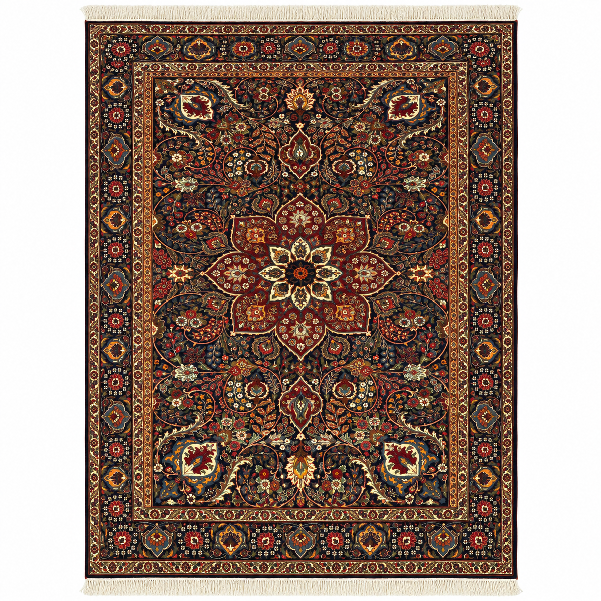 Persian Goy Tabriz Rug – Navy · 222 × 330 cm