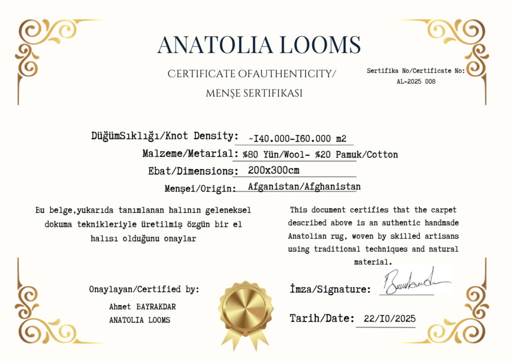 Afghan Rose Motif Rug – 200×300 cm | Handwoven Wool Tribal Carpet