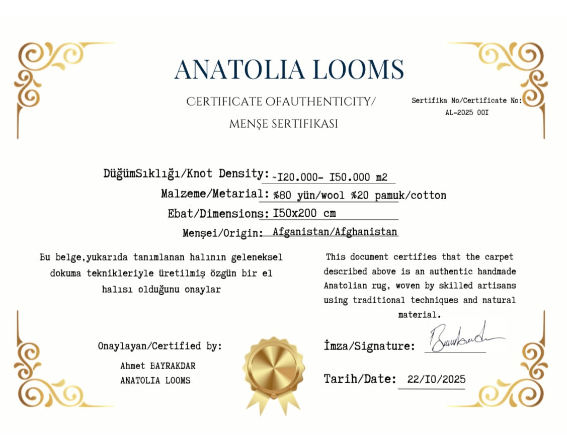 Afghan Sultani Handwoven Rug – 150×200 cm | Wool Tribal Medallion Carpet