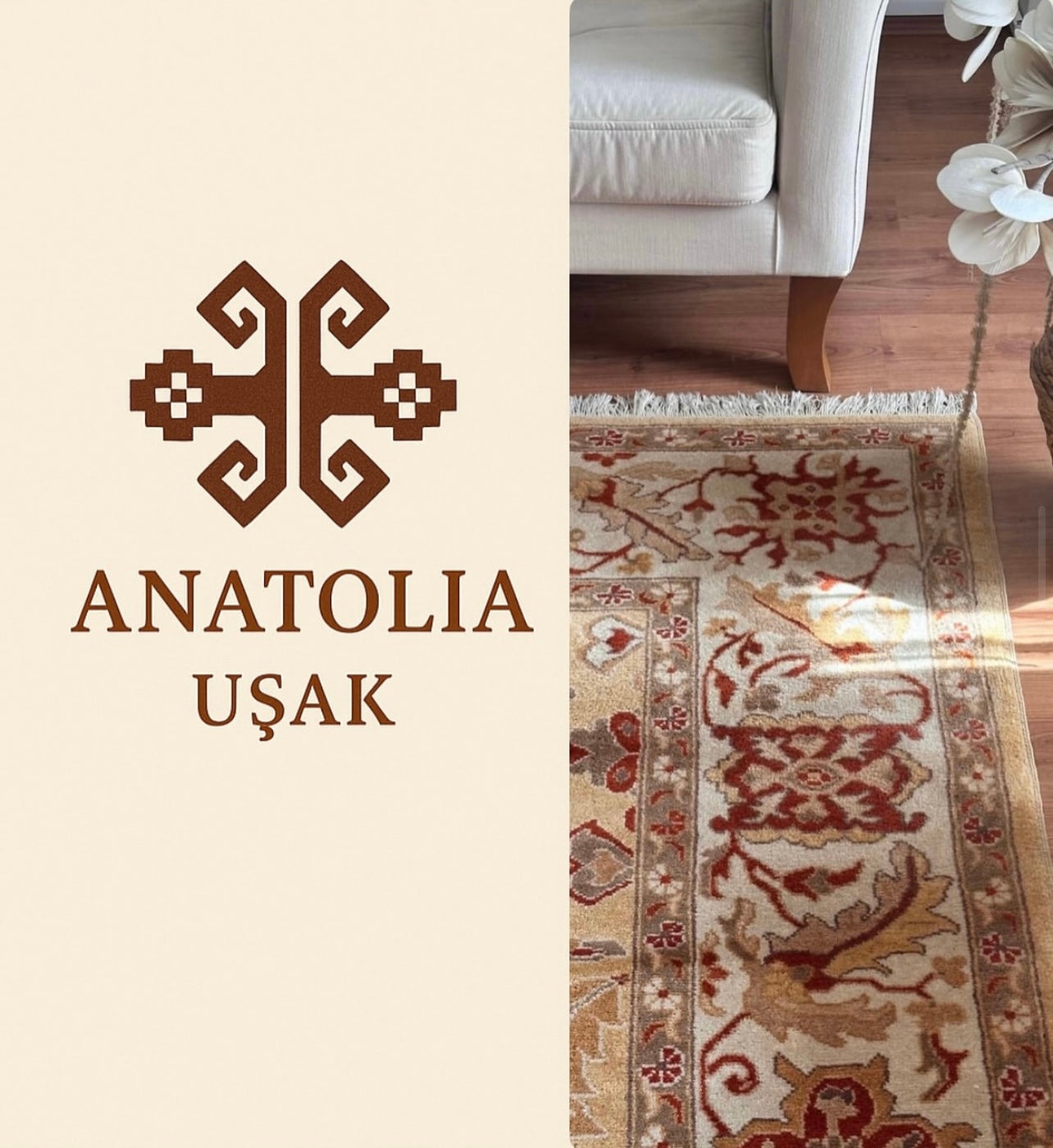 Luxury Uşak Wool Rug – 220×330 cm | Handwoven Turkish Carpet
