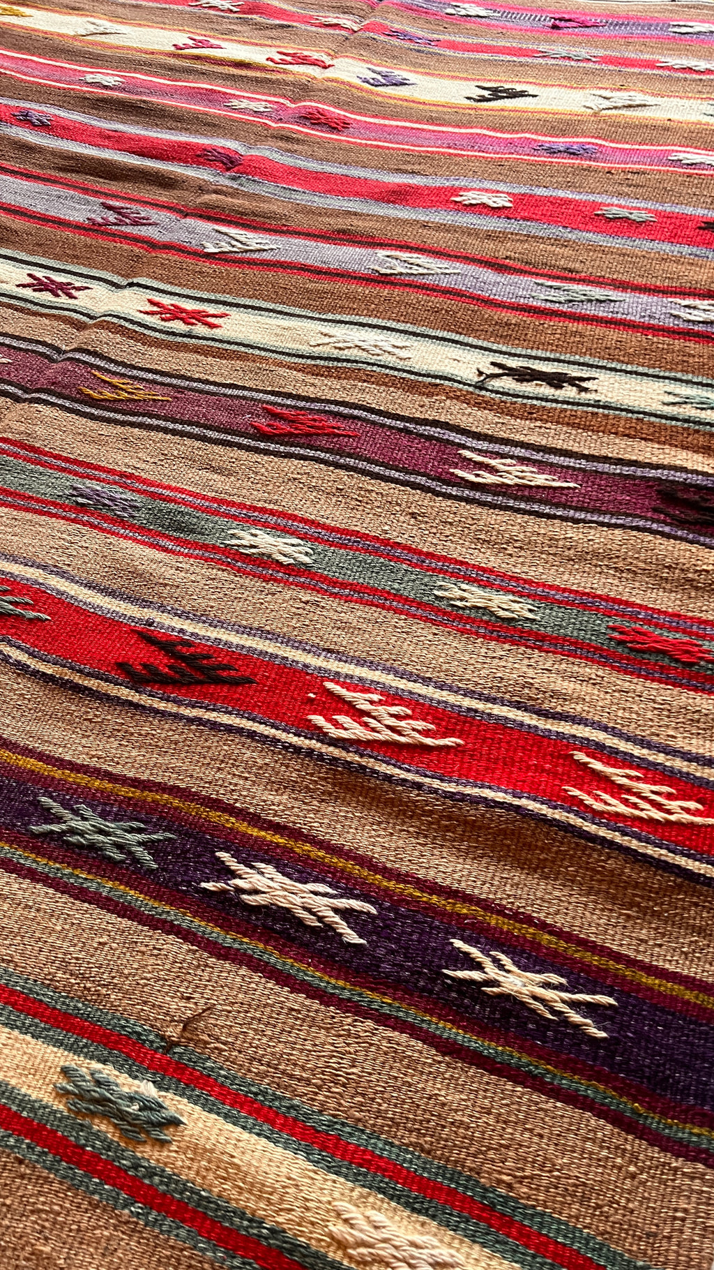 50 Year old Turkish Kilim – 143 × 253 cm – Handmade Wool Kilim – Vintage Anatolian Flatweave Rug