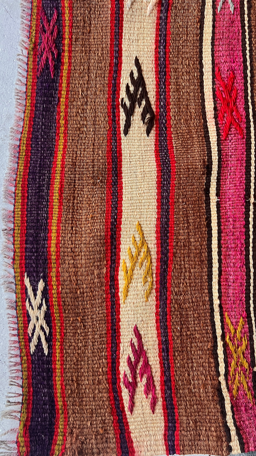 50 Year old Turkish Kilim – 143 × 253 cm – Handmade Wool Kilim – Vintage Anatolian Flatweave Rug
