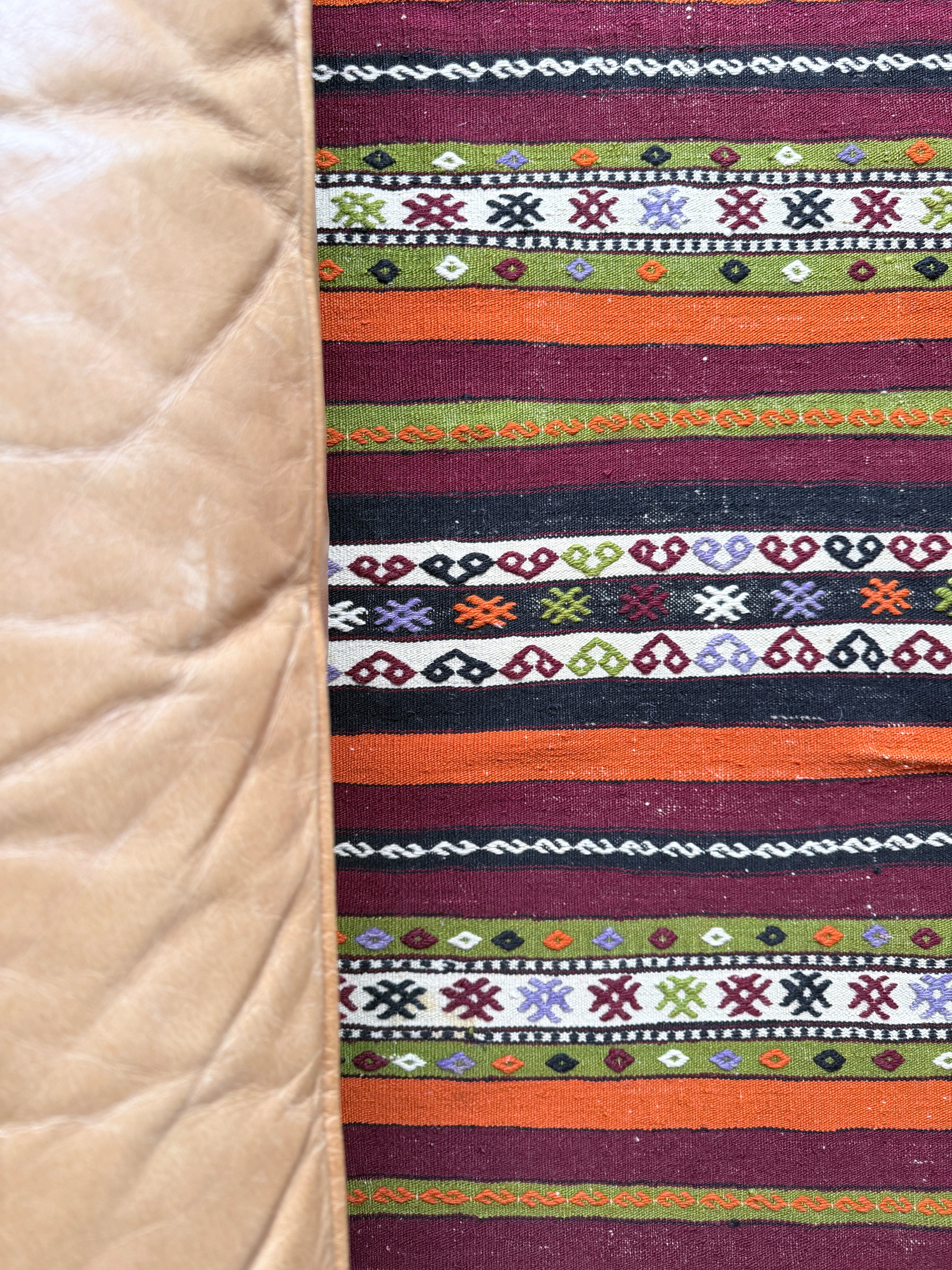Handmade Turkish Cicim Kilim Rug – Bohemian Tribal Wool Flatweave – Vintage Anatolian Area Rug – 174x238 cm