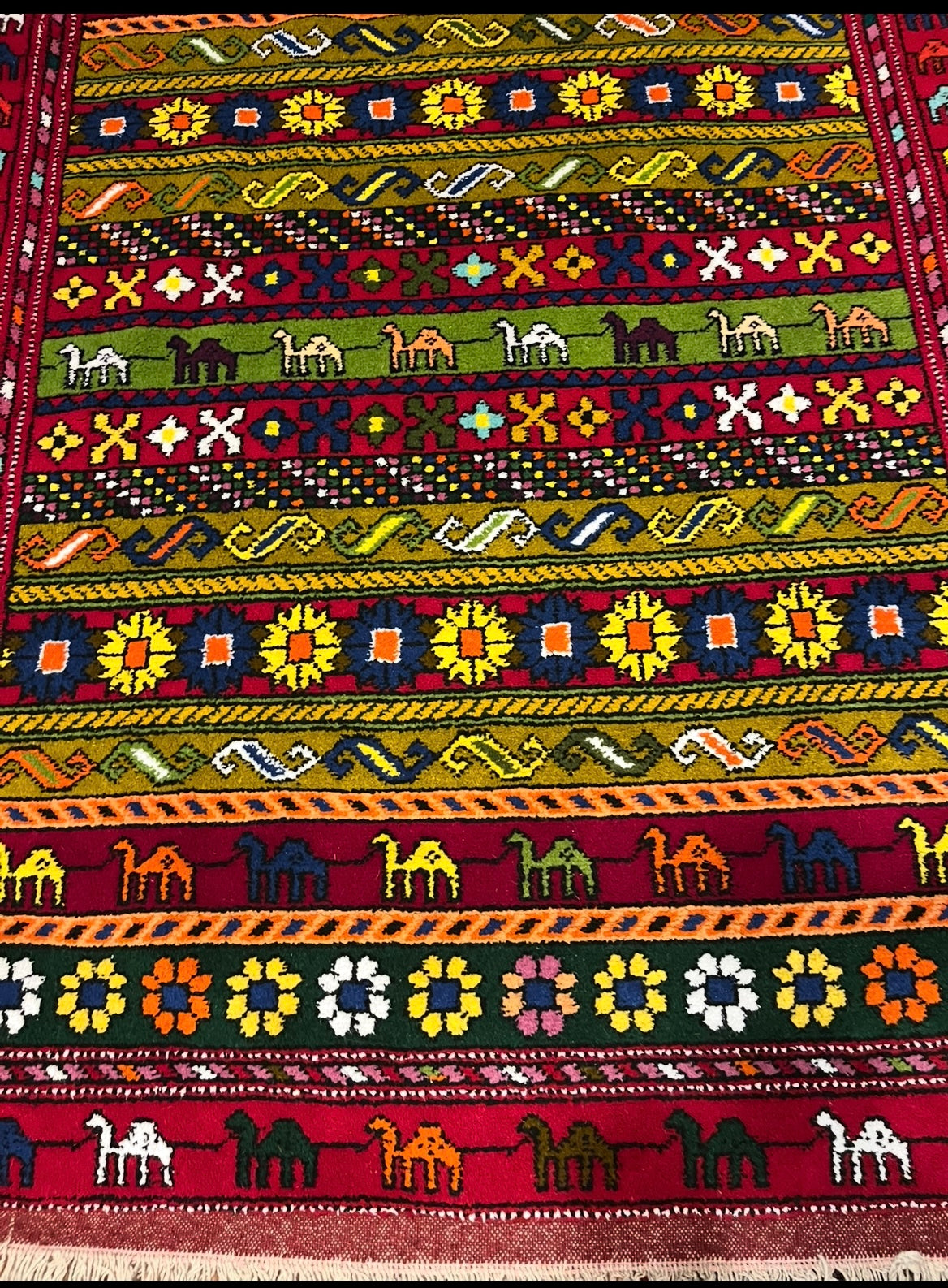 Azerbaijani Karabakh Rug – 130 × 190 cm | Handmade Wool | Camel & Floral Motifs