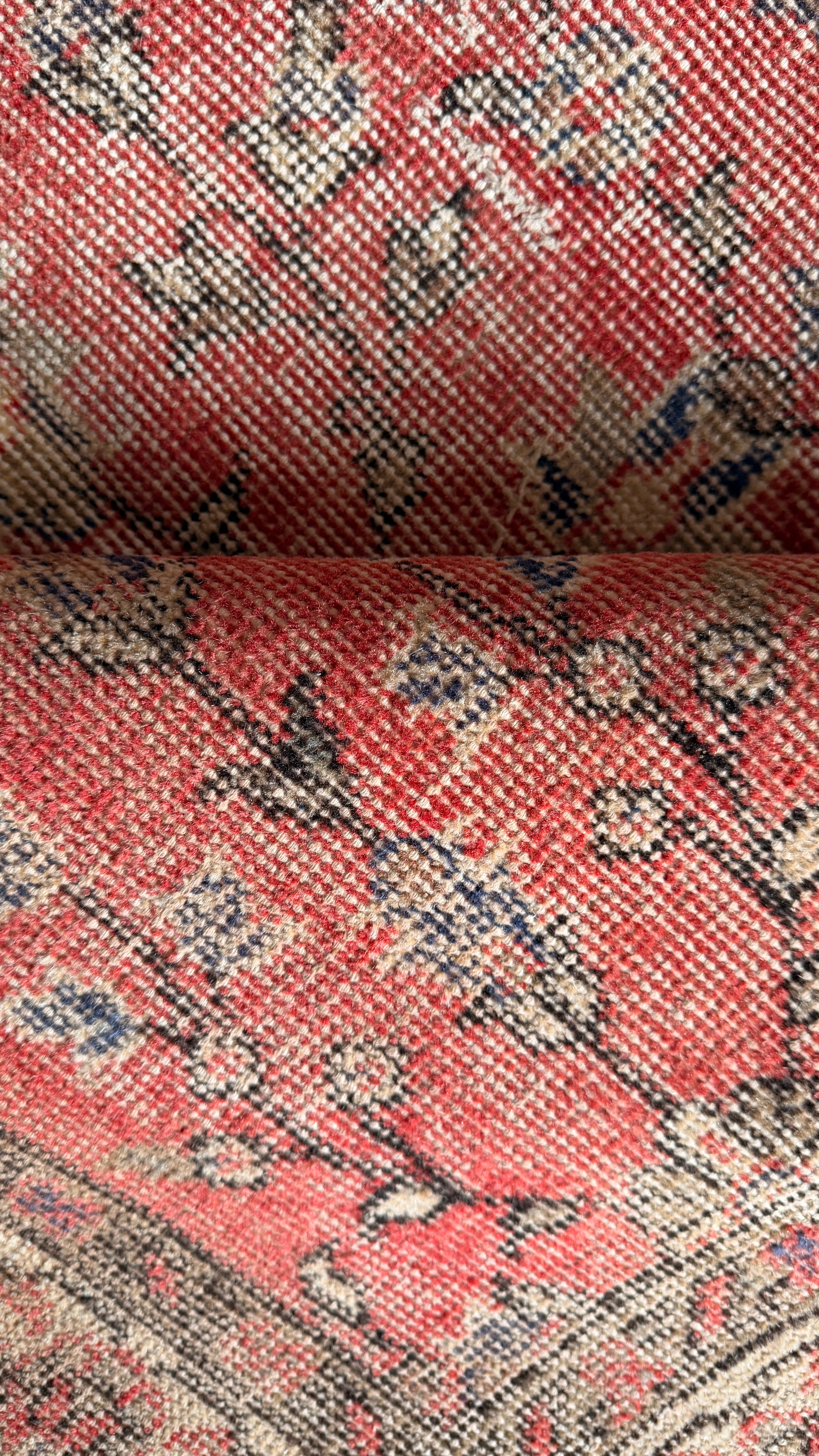 Vintage Turkish Rug 111x209 cm – Handmade Wool Soft Faded Coral Oushak Style Carpet