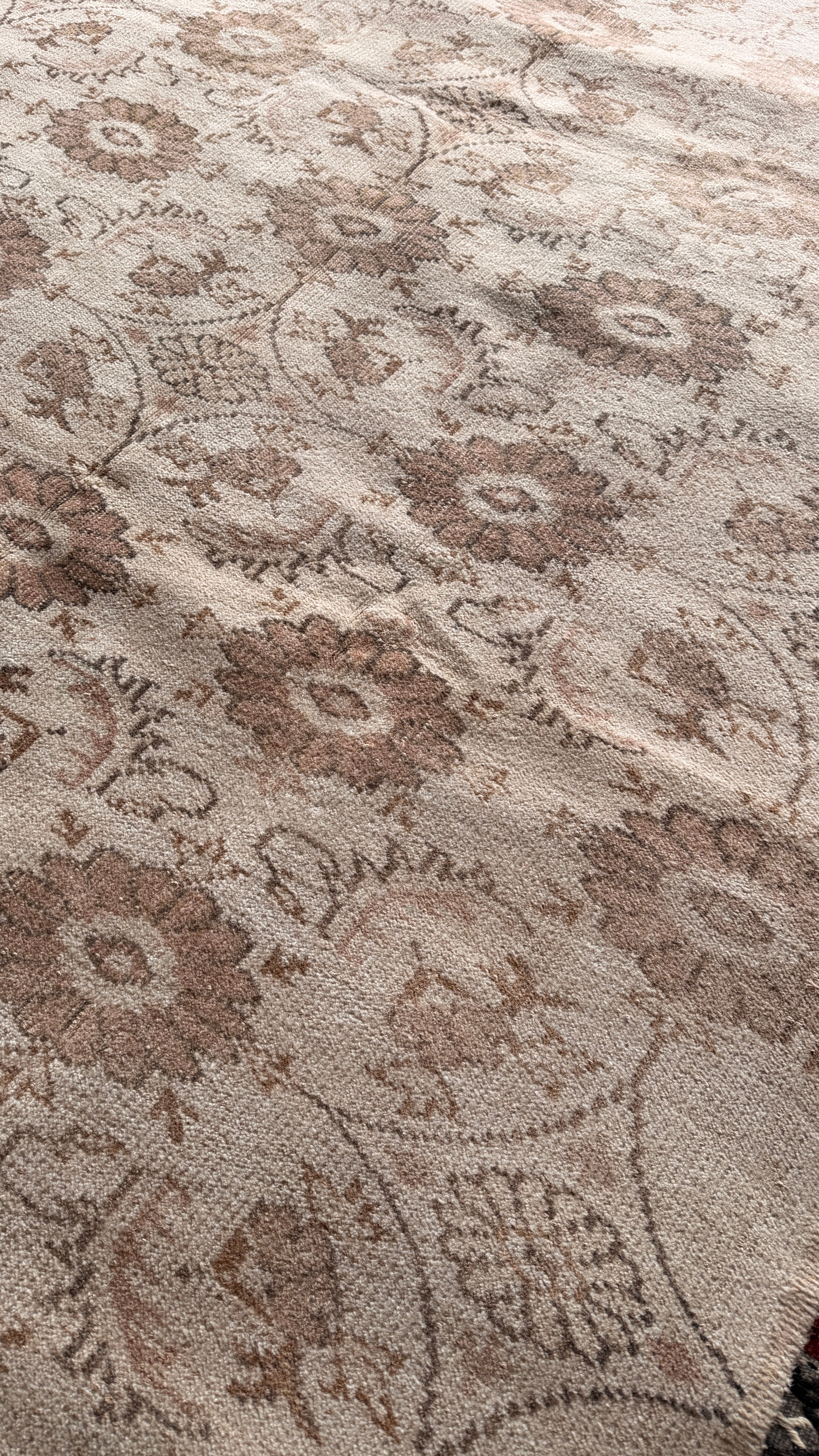 Large Vintage Turkish Rug 164x255 cm – Handmade Wool Neutral Oushak Style Carpet